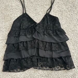 Edikted Black Lace Ruffle Top